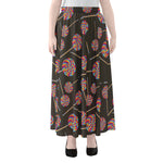 Colorful Swirl Lollipop Pattern Print Chiffon Maxi Skirt