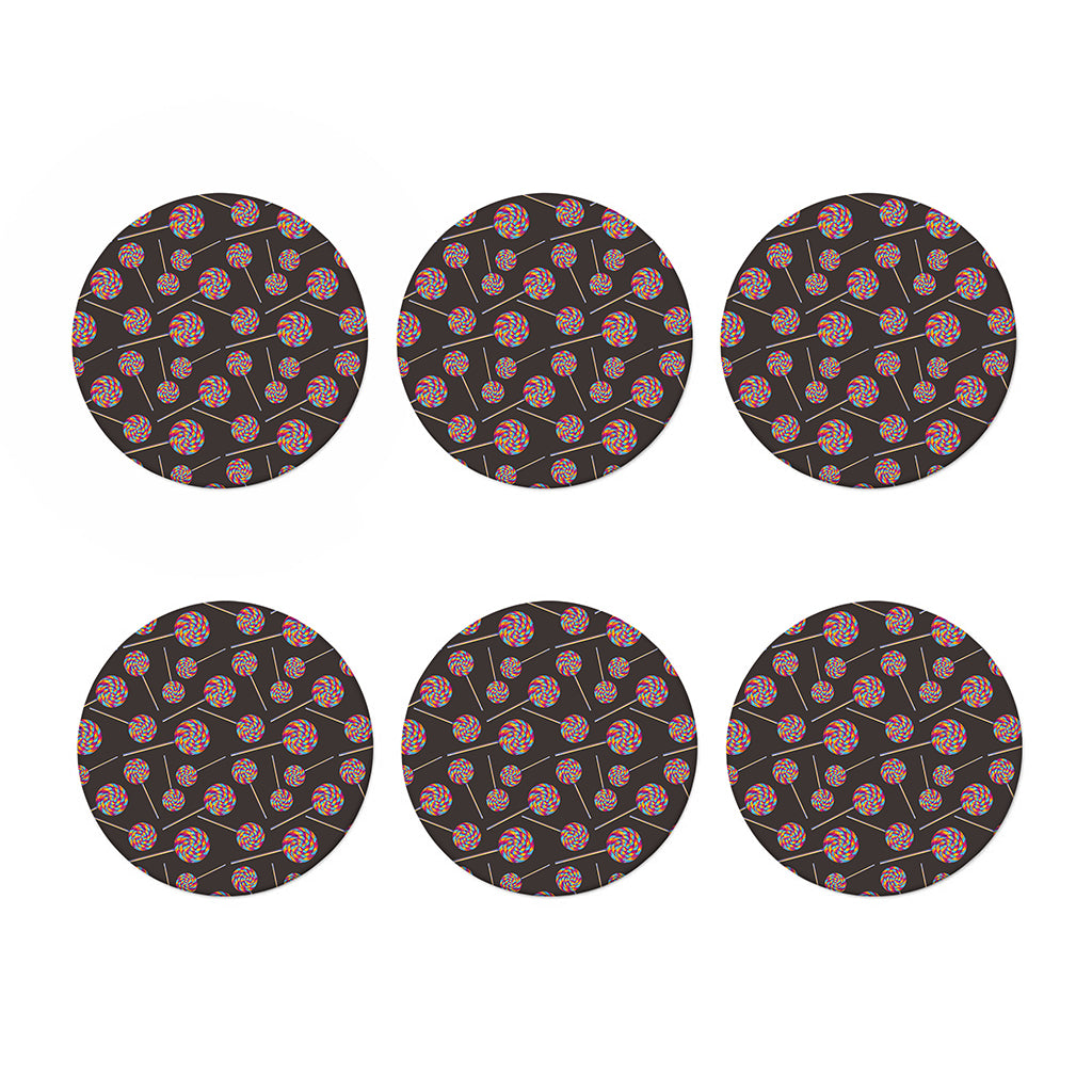 Colorful Swirl Lollipop Pattern Print Coaster Set