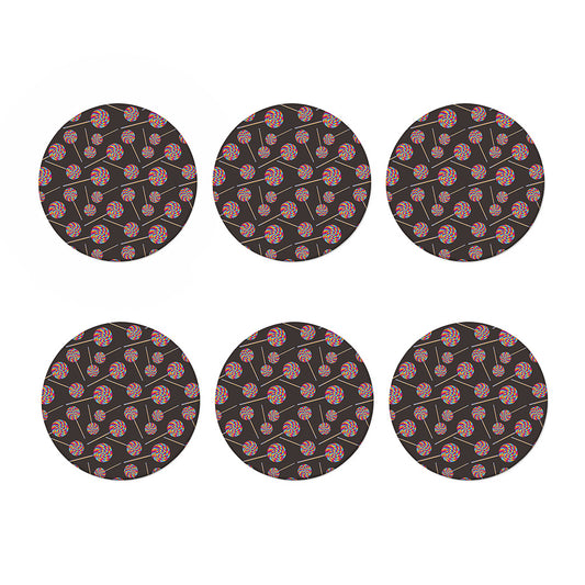 Colorful Swirl Lollipop Pattern Print Coaster Set