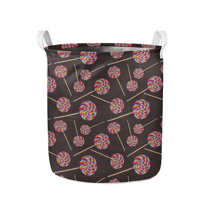 Colorful Swirl Lollipop Pattern Print Collapsible Laundry Basket