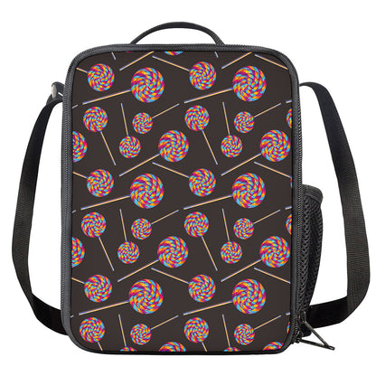 Colorful Swirl Lollipop Pattern Print Crossbody Lunch Bag