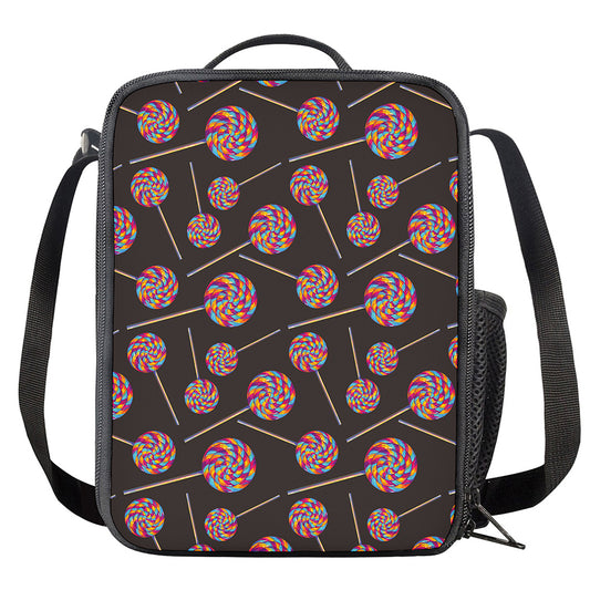Colorful Swirl Lollipop Pattern Print Crossbody Lunch Bag