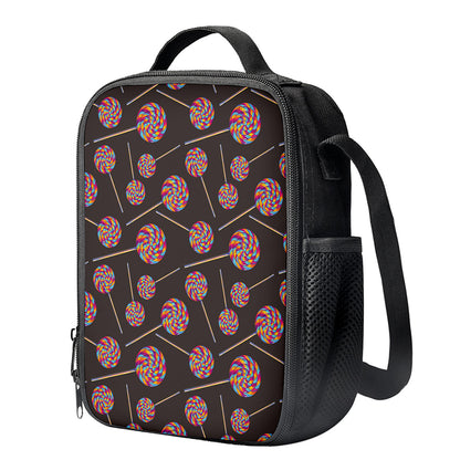 Colorful Swirl Lollipop Pattern Print Crossbody Lunch Bag