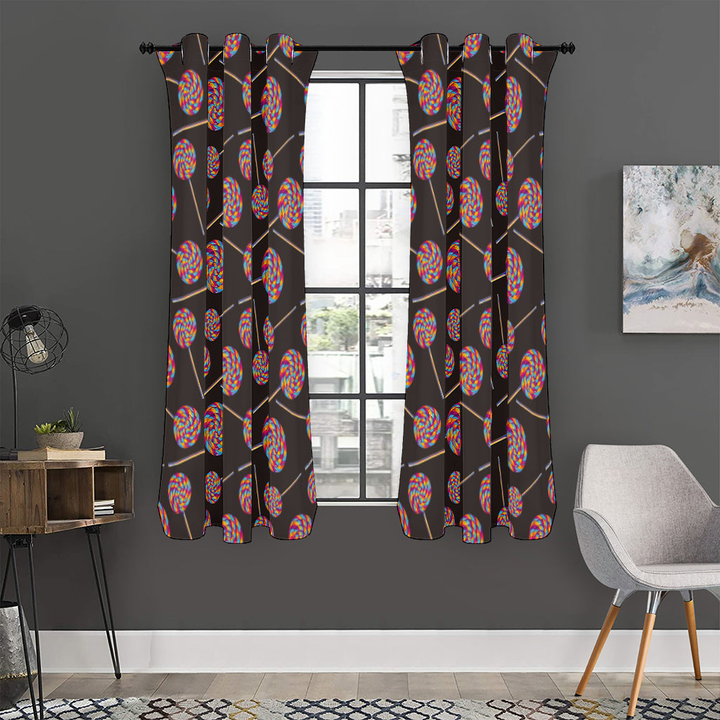 Colorful Swirl Lollipop Pattern Print Curtain