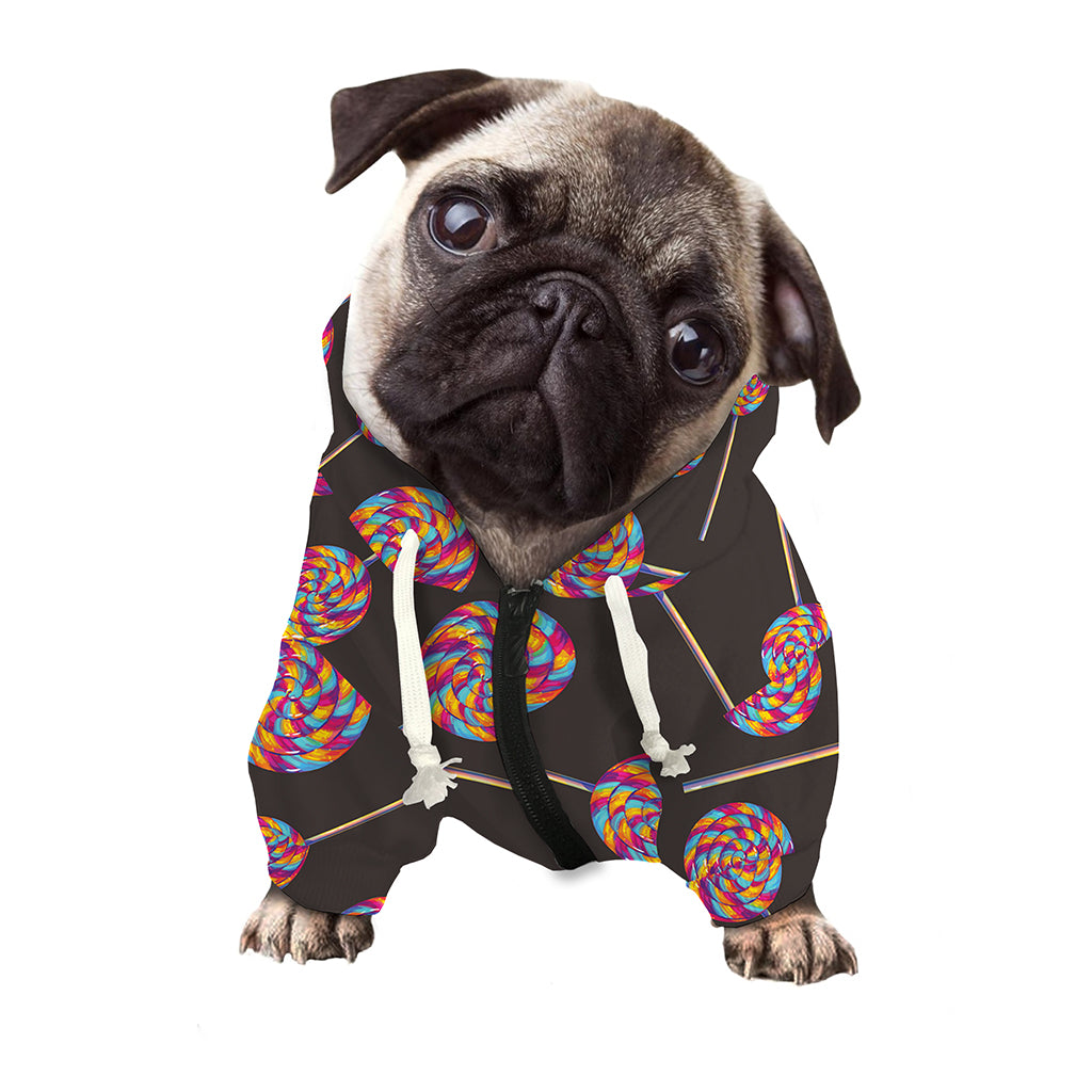 Colorful Swirl Lollipop Pattern Print Dog Zip Up Hoodie