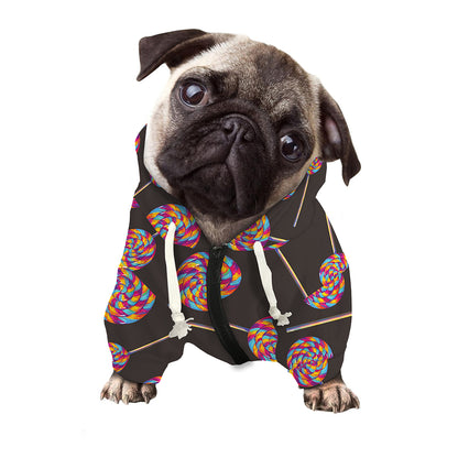 Colorful Swirl Lollipop Pattern Print Dog Zip Up Hoodie