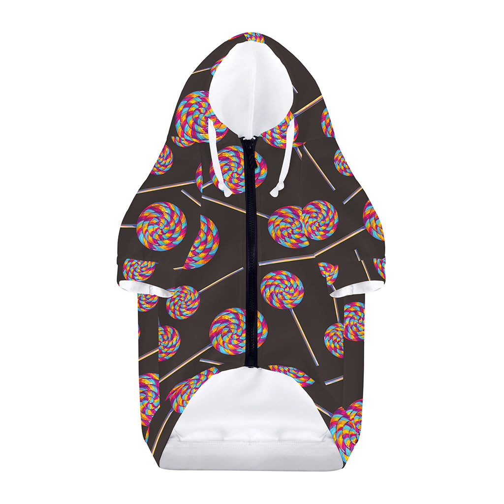 Colorful Swirl Lollipop Pattern Print Dog Zip Up Hoodie