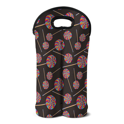 Colorful Swirl Lollipop Pattern Print Double Neoprene Wine Tote