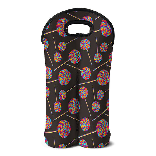 Colorful Swirl Lollipop Pattern Print Double Neoprene Wine Tote
