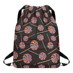 Colorful Swirl Lollipop Pattern Print Drawstring Backpack