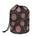 Colorful Swirl Lollipop Pattern Print Drawstring Makeup Bag
