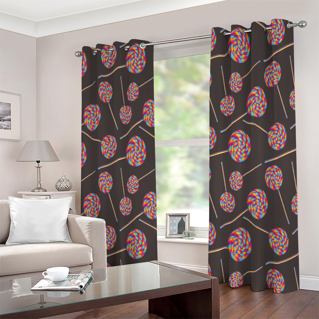 Colorful Swirl Lollipop Pattern Print Extra Wide Grommet Curtains