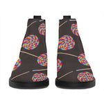 Colorful Swirl Lollipop Pattern Print Flat Ankle Boots