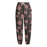 Colorful Swirl Lollipop Pattern Print Fleece Lined Knit Pants