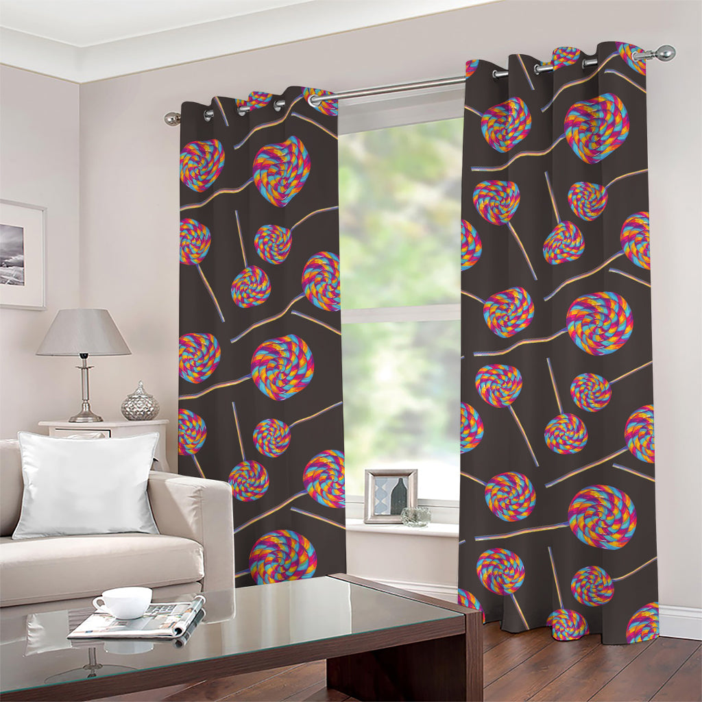 Colorful Swirl Lollipop Pattern Print Grommet Curtains