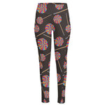 Colorful Swirl Lollipop Pattern Print High-Waisted Pocket Leggings
