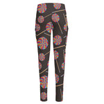 Colorful Swirl Lollipop Pattern Print High-Waisted Pocket Leggings