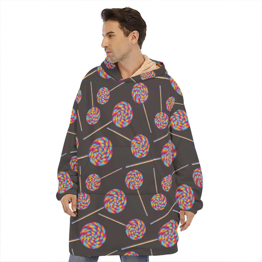 Colorful Swirl Lollipop Pattern Print Hoodie Blanket