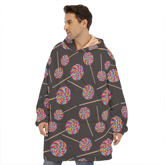 Colorful Swirl Lollipop Pattern Print Hoodie Blanket