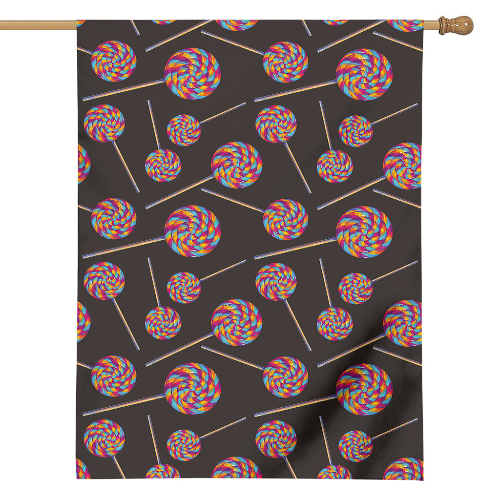 Colorful Swirl Lollipop Pattern Print House Flag