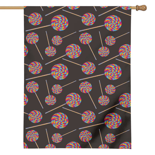 Colorful Swirl Lollipop Pattern Print House Flag
