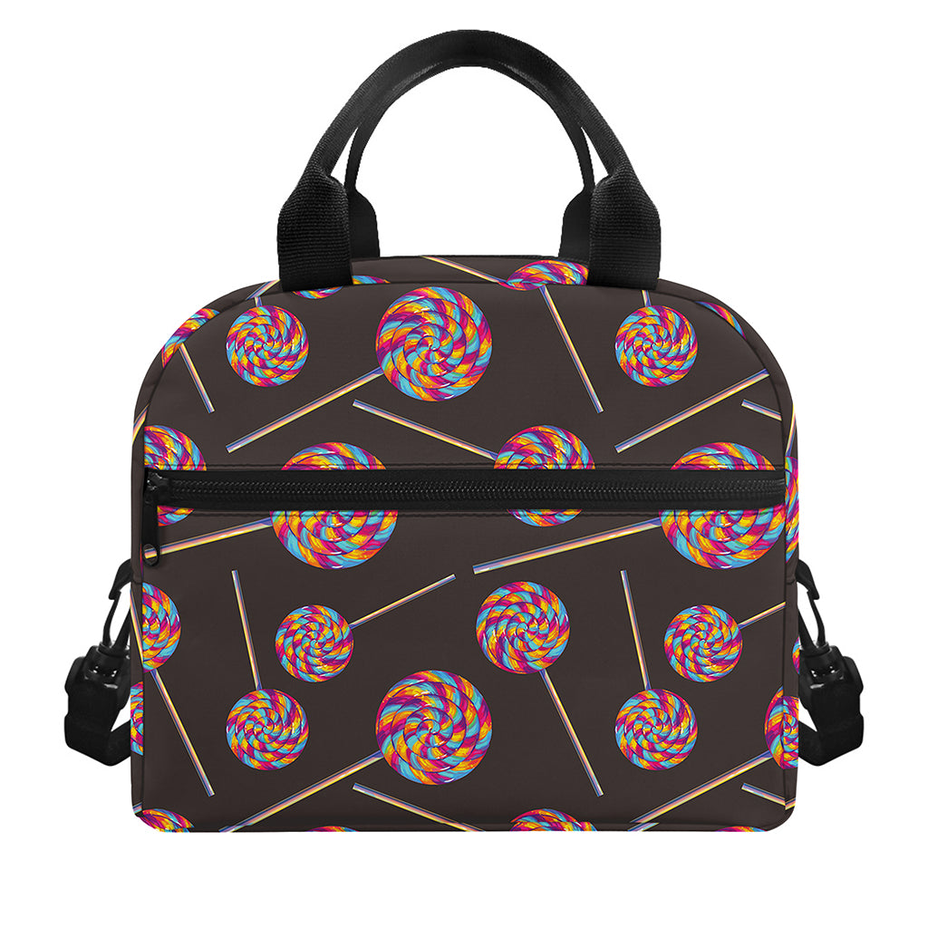 Colorful Swirl Lollipop Pattern Print Insulated Lunch Bag