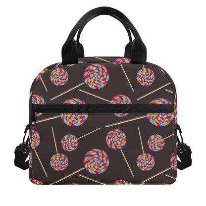 Colorful Swirl Lollipop Pattern Print Insulated Lunch Bag