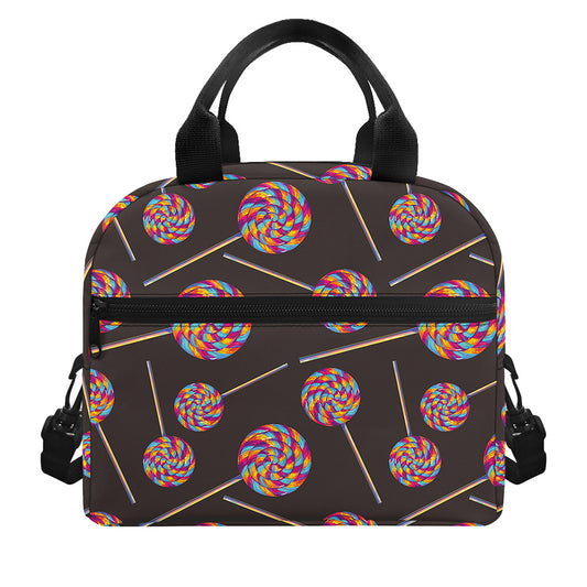 Colorful Swirl Lollipop Pattern Print Insulated Lunch Bag
