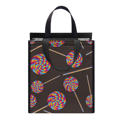 Colorful Swirl Lollipop Pattern Print Insulated Lunch Tote