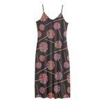 Colorful Swirl Lollipop Pattern Print Jersey Midi Cami Dress