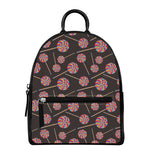 Colorful Swirl Lollipop Pattern Print Leather Backpack