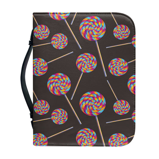 Colorful Swirl Lollipop Pattern Print Leather Bible Cover