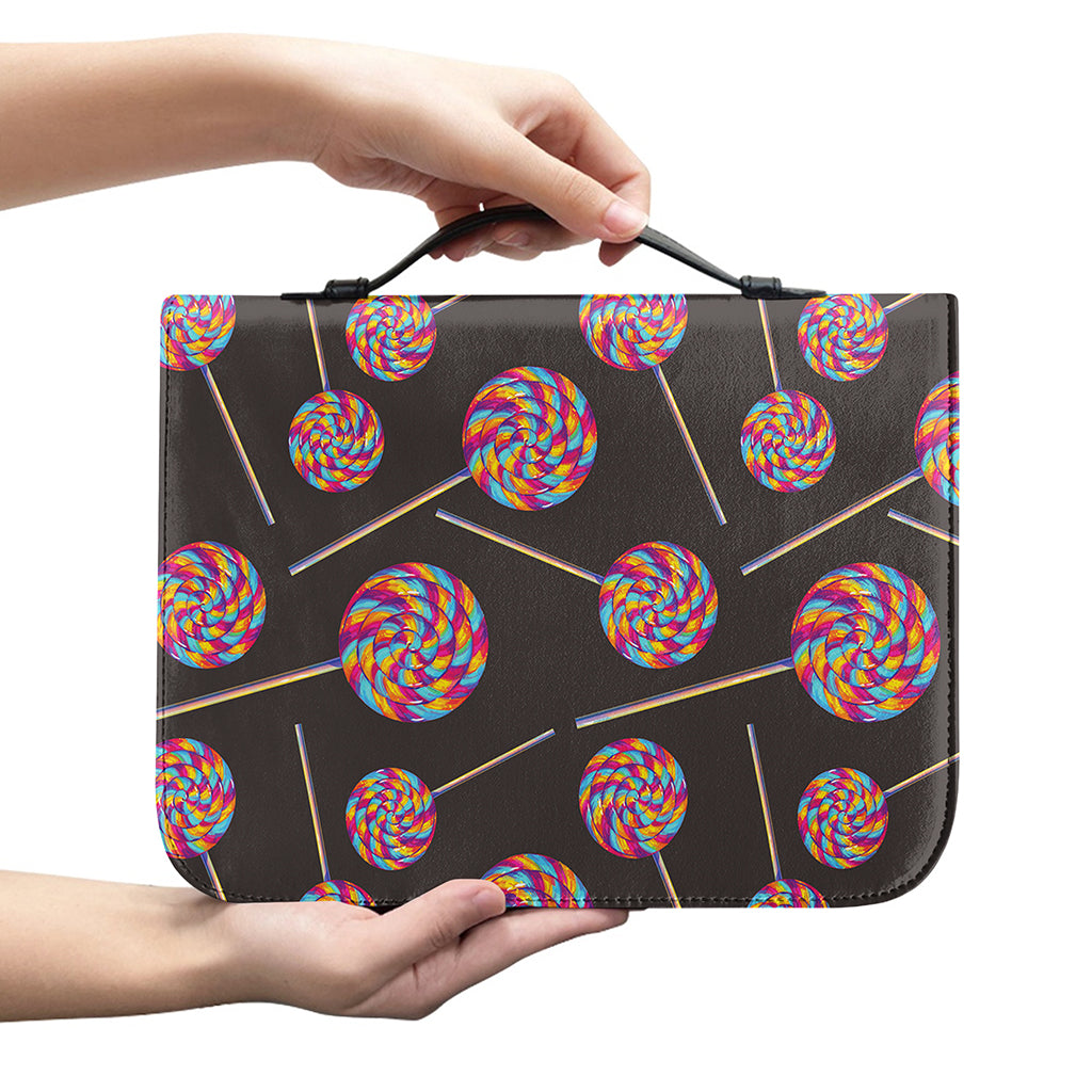 Colorful Swirl Lollipop Pattern Print Leather Bible Cover