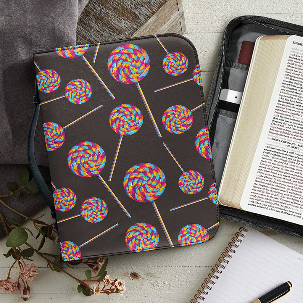 Colorful Swirl Lollipop Pattern Print Leather Bible Cover
