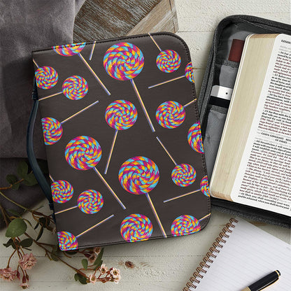 Colorful Swirl Lollipop Pattern Print Leather Bible Cover