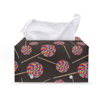 Colorful Swirl Lollipop Pattern Print Leather Tissue Box Cover