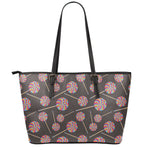 Colorful Swirl Lollipop Pattern Print Leather Tote Bag
