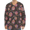 Colorful Swirl Lollipop Pattern Print Long Sleeve Baseball Jersey