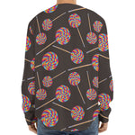 Colorful Swirl Lollipop Pattern Print Long Sleeve Baseball Jersey