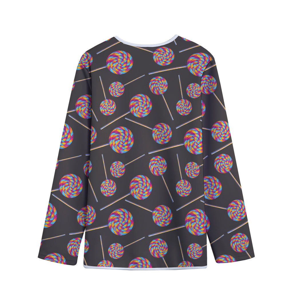 Colorful Swirl Lollipop Pattern Print Long Sleeve Short Coat