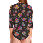Colorful Swirl Lollipop Pattern Print Long Sleeve Swimsuit