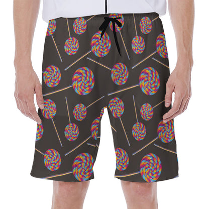 Colorful Swirl Lollipop Pattern Print Men's Beach Shorts