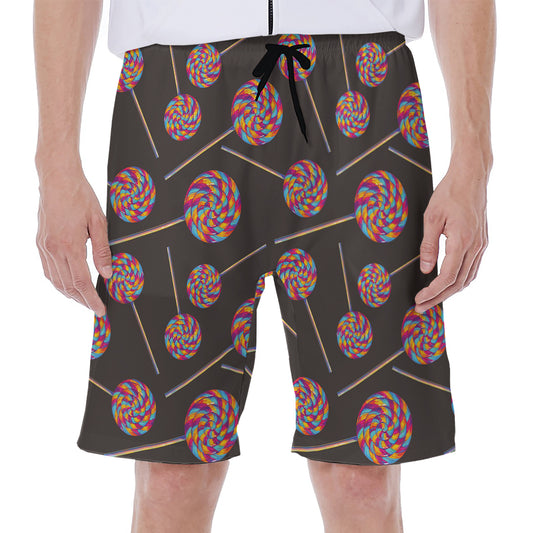 Colorful Swirl Lollipop Pattern Print Men's Beach Shorts