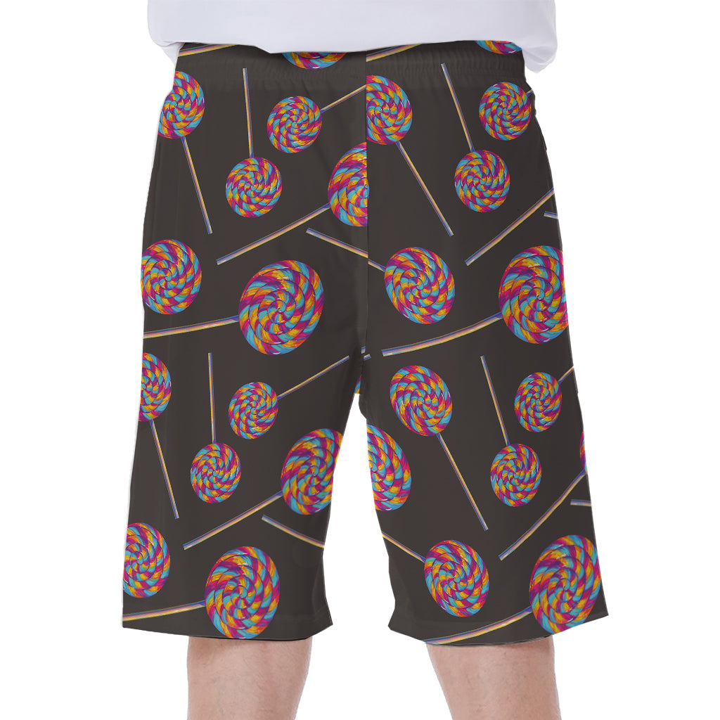 Colorful Swirl Lollipop Pattern Print Men's Beach Shorts