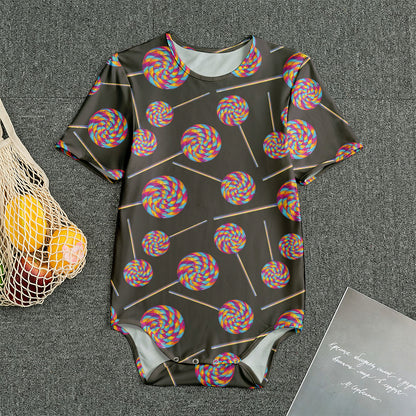 Colorful Swirl Lollipop Pattern Print Men's Bodysuit