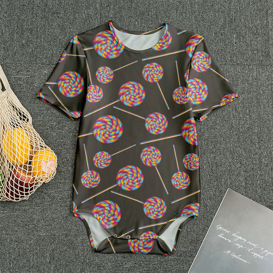 Colorful Swirl Lollipop Pattern Print Men's Bodysuit