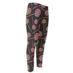 Colorful Swirl Lollipop Pattern Print Men's Compression Pants