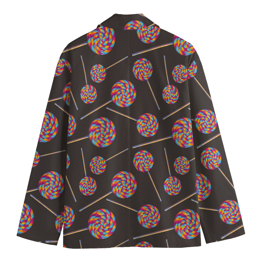 Colorful Swirl Lollipop Pattern Print Men's Cotton Blazer