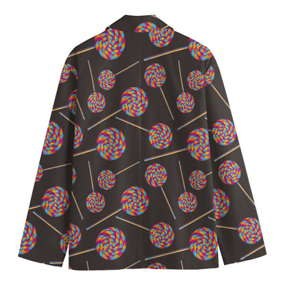 Colorful Swirl Lollipop Pattern Print Men's Cotton Blazer