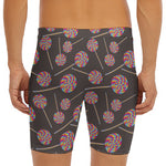 Colorful Swirl Lollipop Pattern Print Men's Long Boxer Briefs